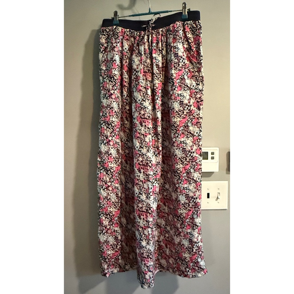 Juicy Couture Floral Print Drawstring Waist Maxi Skirt Size S 100% Silk Pullon